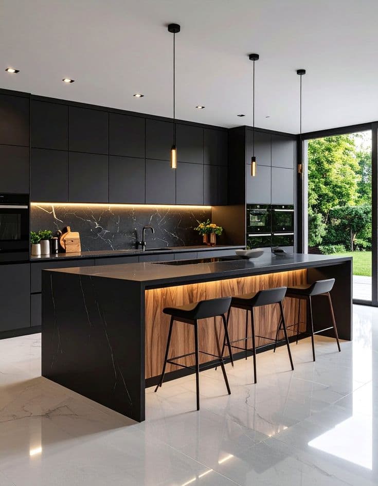 Complete kitchen renovation with custom cabinetry and stone benchtops