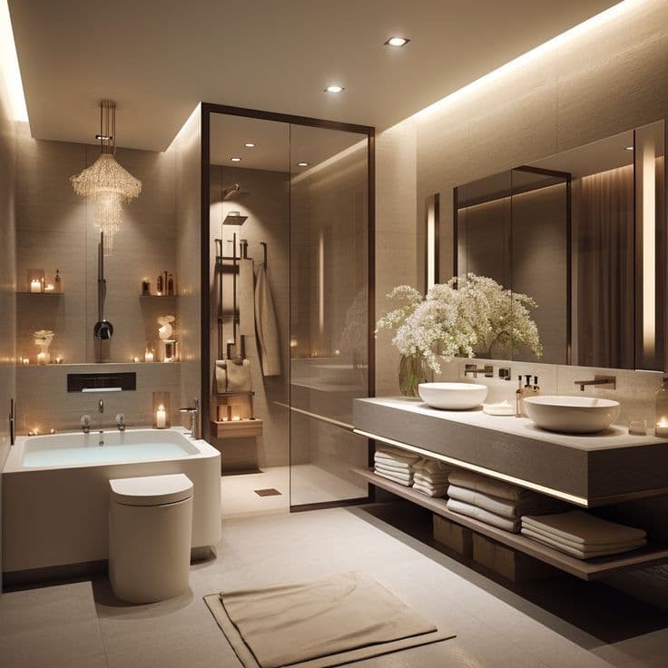 Complete bathroom renovation with modern fixtures and tiling