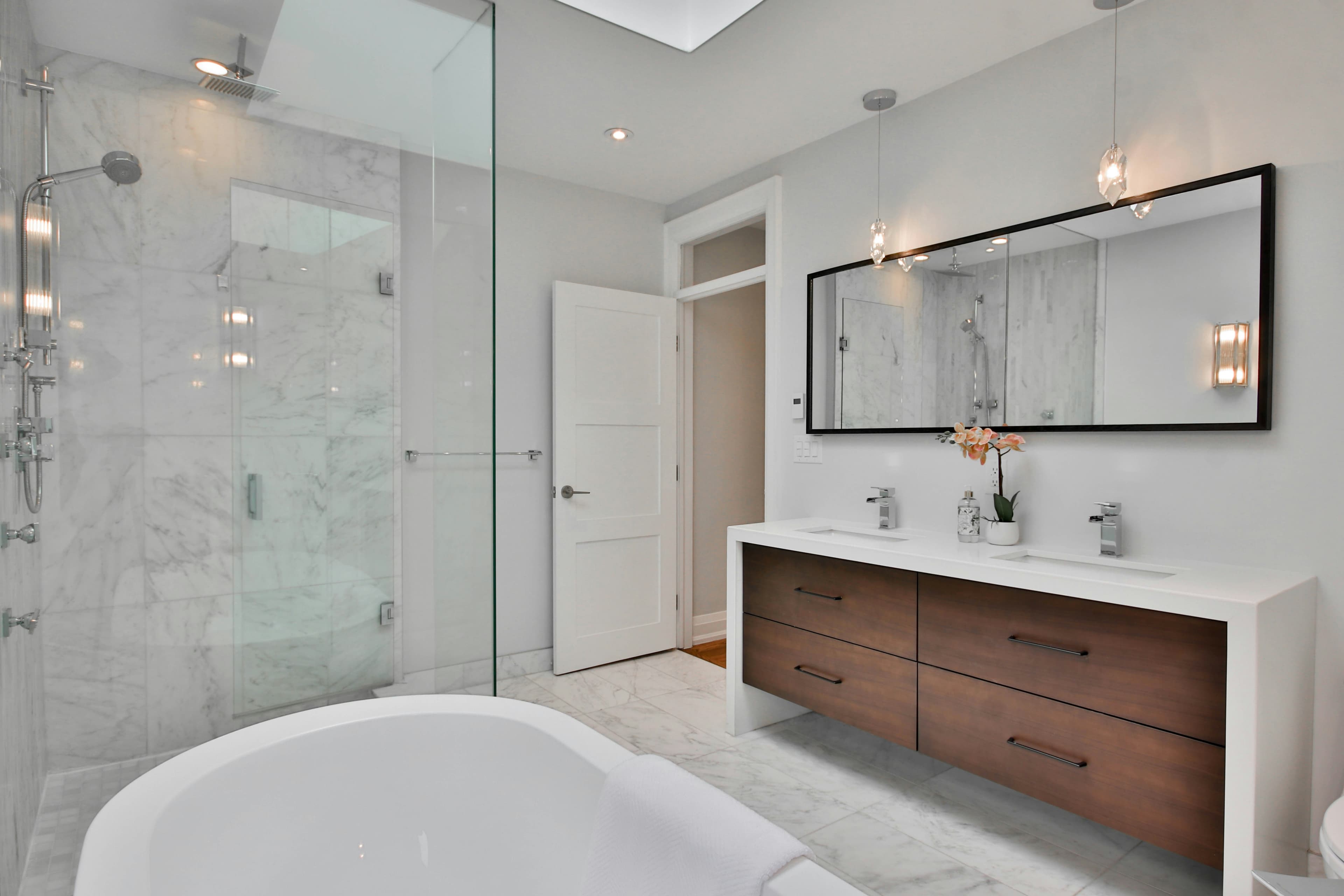 Modern renovated bathroom with premium fixtures